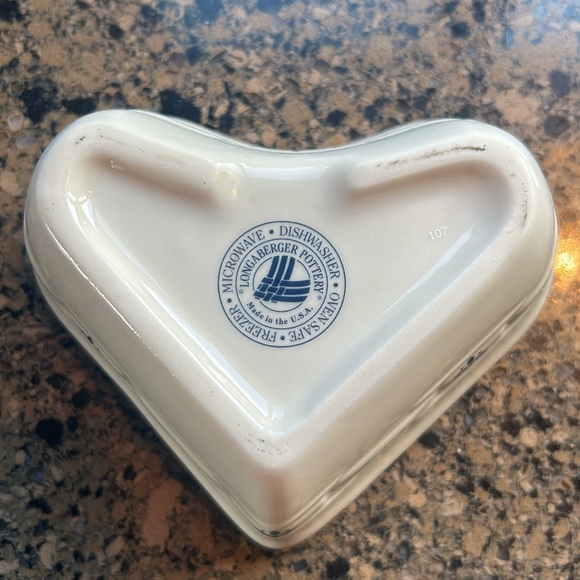 2 Longaberger Pottery Woven Traditions Heart Candles & Ramekins w/ Metal Stand - Picture 12 of 14